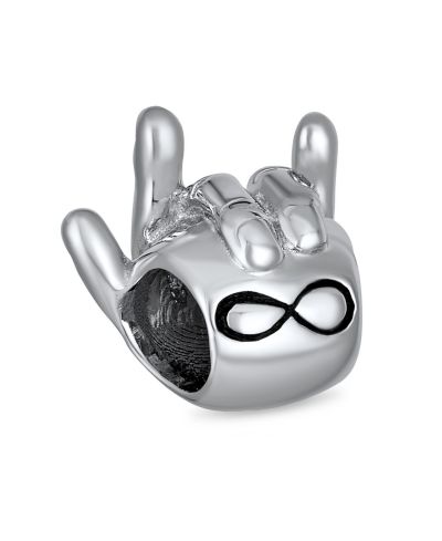 Подвеска-шарм Bling Jewelry.925 Sterling Silver BFF Hand Sign Symbol Infinity I Love You для браслета