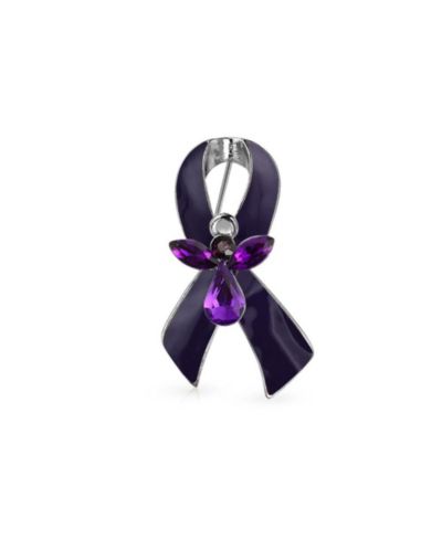 Bling Jewelry Брошь-значок Guardian Angel Cancer Awareness Ribbon с кристаллами и эмалью