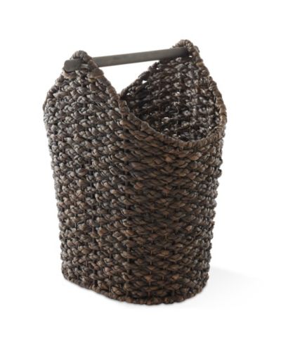 Casafield Woven Water Hyacinth Toilet Paper Roll Holder Basket with Wood Bar