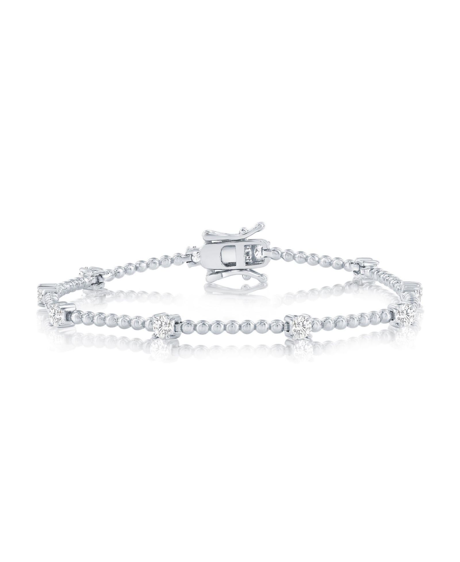 Браслет Sterling Round CZ & Beaded