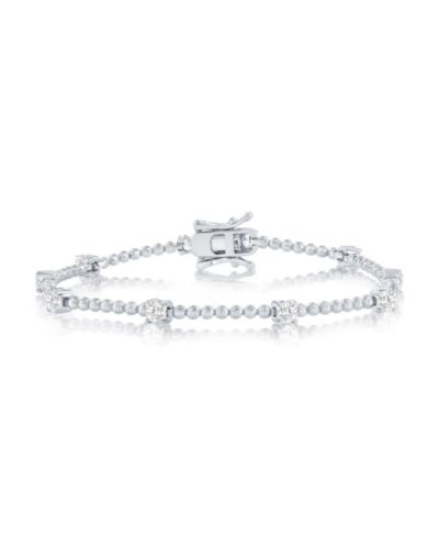 Sterling , Round CZ & Beaded Bracelet