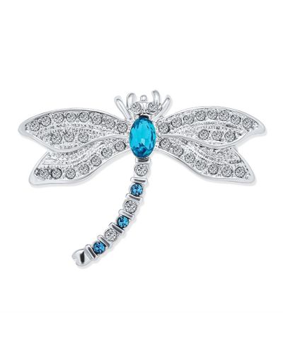 Bling Jewelry брошь-значок в виде стрекозы с синим CZ