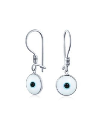 Bling Jewelry Spiritual White Evil Eye Drop Earrings .925 Sterling Silver