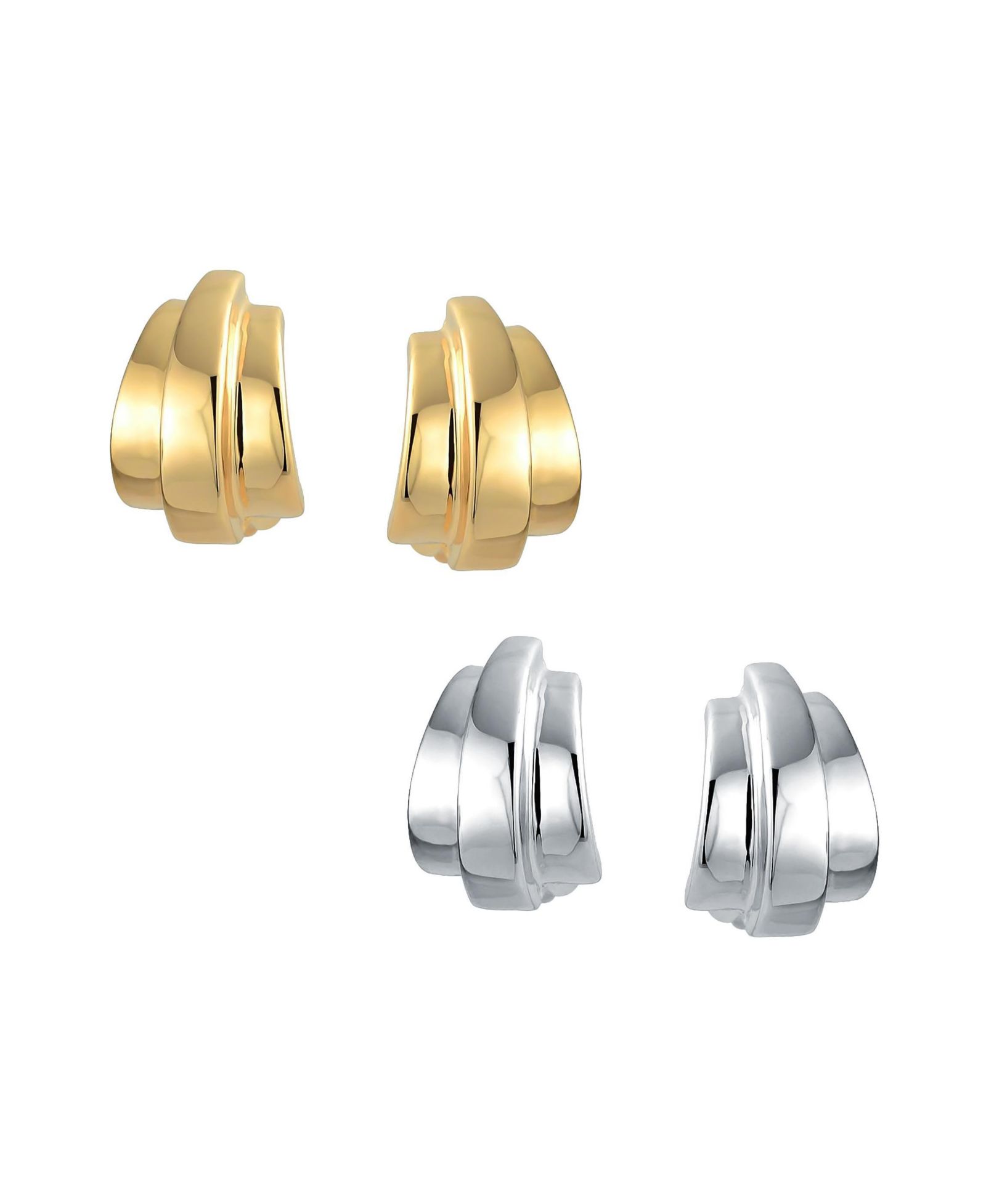 Bling Jewelry Серьги-клипсы Modern Geometric Shrimp Style из 14K Yellow Gold Plated (Set of 2)