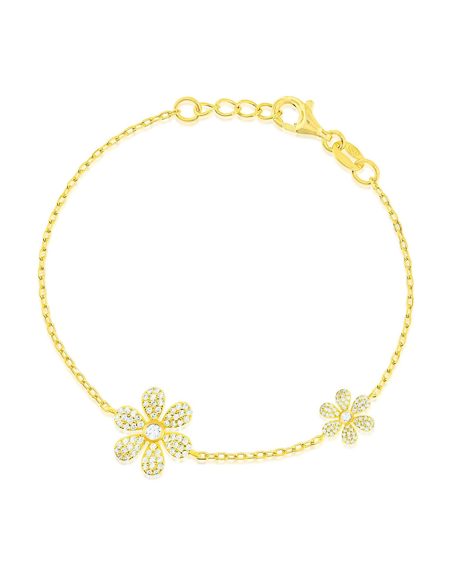 Etoielle Tone Double Flower Pave Cubic Zirconia Bracelet