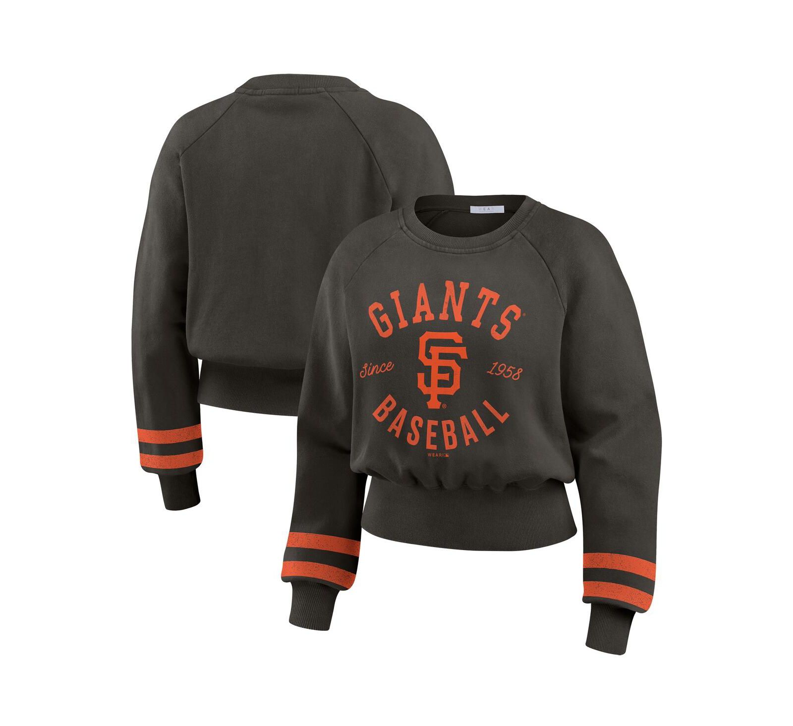 Женская свитшот WEAR by Erin Andrews Black San Francisco Giants Vintage Washed Cropped Pullover