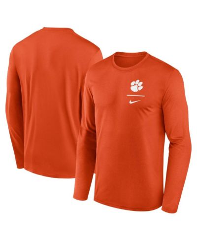 Nike Мужская футболка с длинным рукавом Clemson Tigers Primary Stack Legend, оранжевая