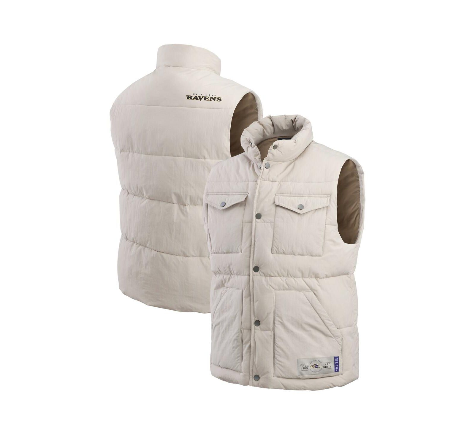 Fanatics Men's Cream Baltimore Ravens Puffer Full-Snap Vest
