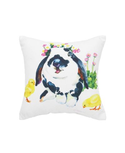 Easter Bunny and Ducks HD Printed Cotton Blend Mini Accent Pillow 10" x 10"