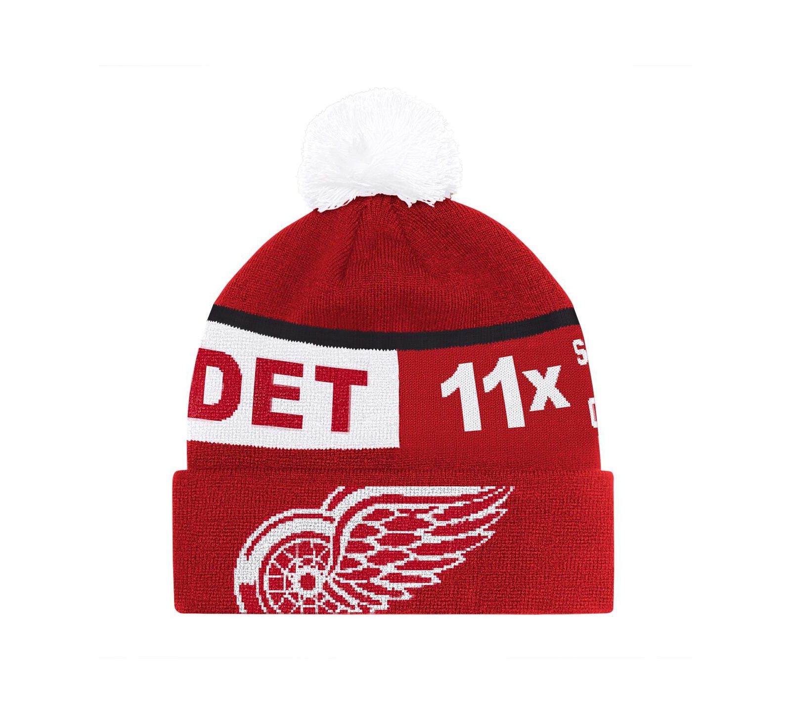 Вязаная шапка Starter Men's Red Detroit Red Wings Chyron Commemorative с помпоном