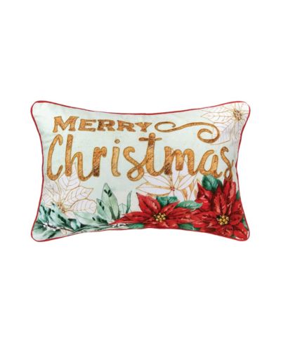 Декоративная наволочка с принтом Merry Christmas Poinsettia, 14" x 22"