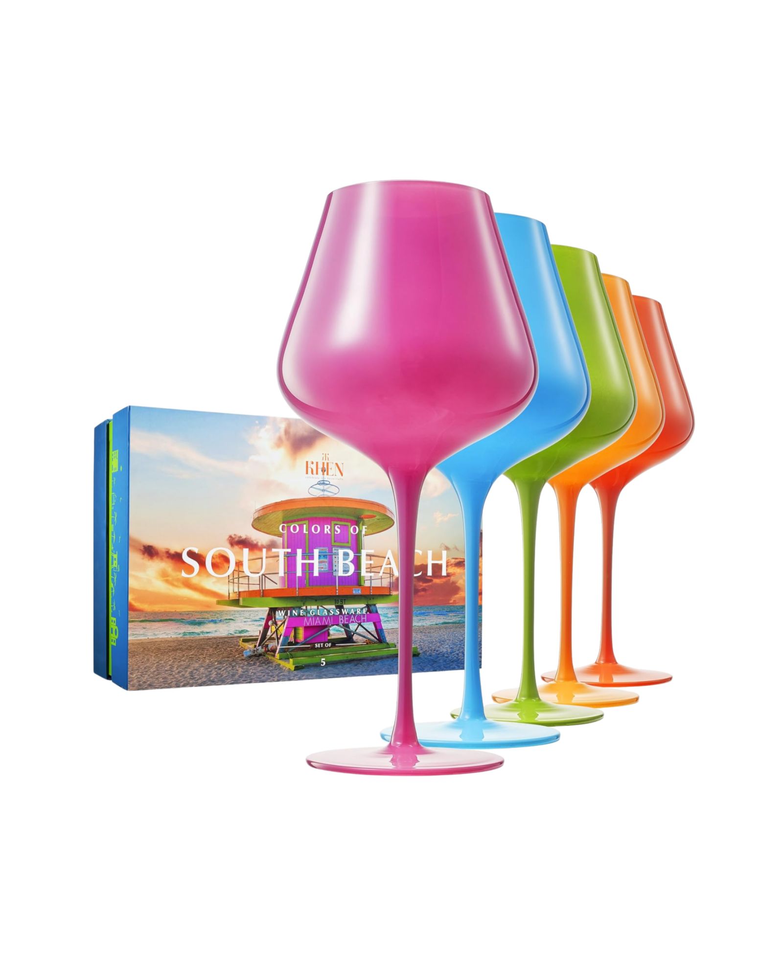 The Wine Savant набор винных бокалов Colors of South Beach Miami, 5 шт.