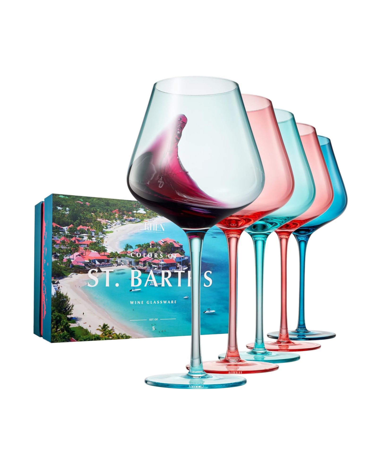 Набор бокалов The Wine Savant Colors of St Barths, 5 шт