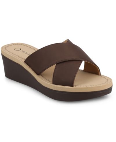 Journee Collection Women's Biara Crisscross Platform Wedge Sandals