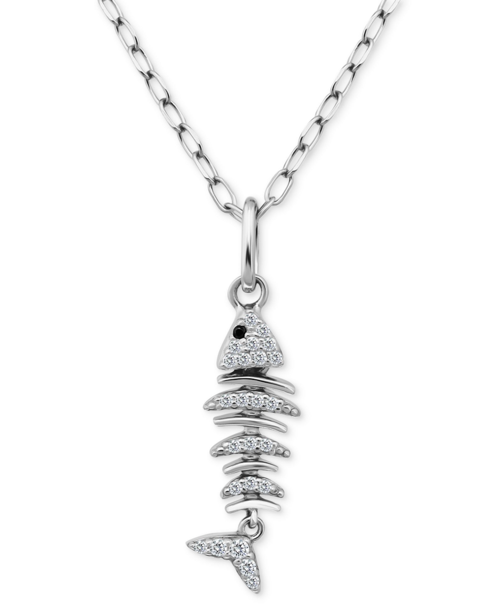 Giani Bernini Ожерелье с подвеской Fishbone из кубического циркония, 16" + 2" удлинитель