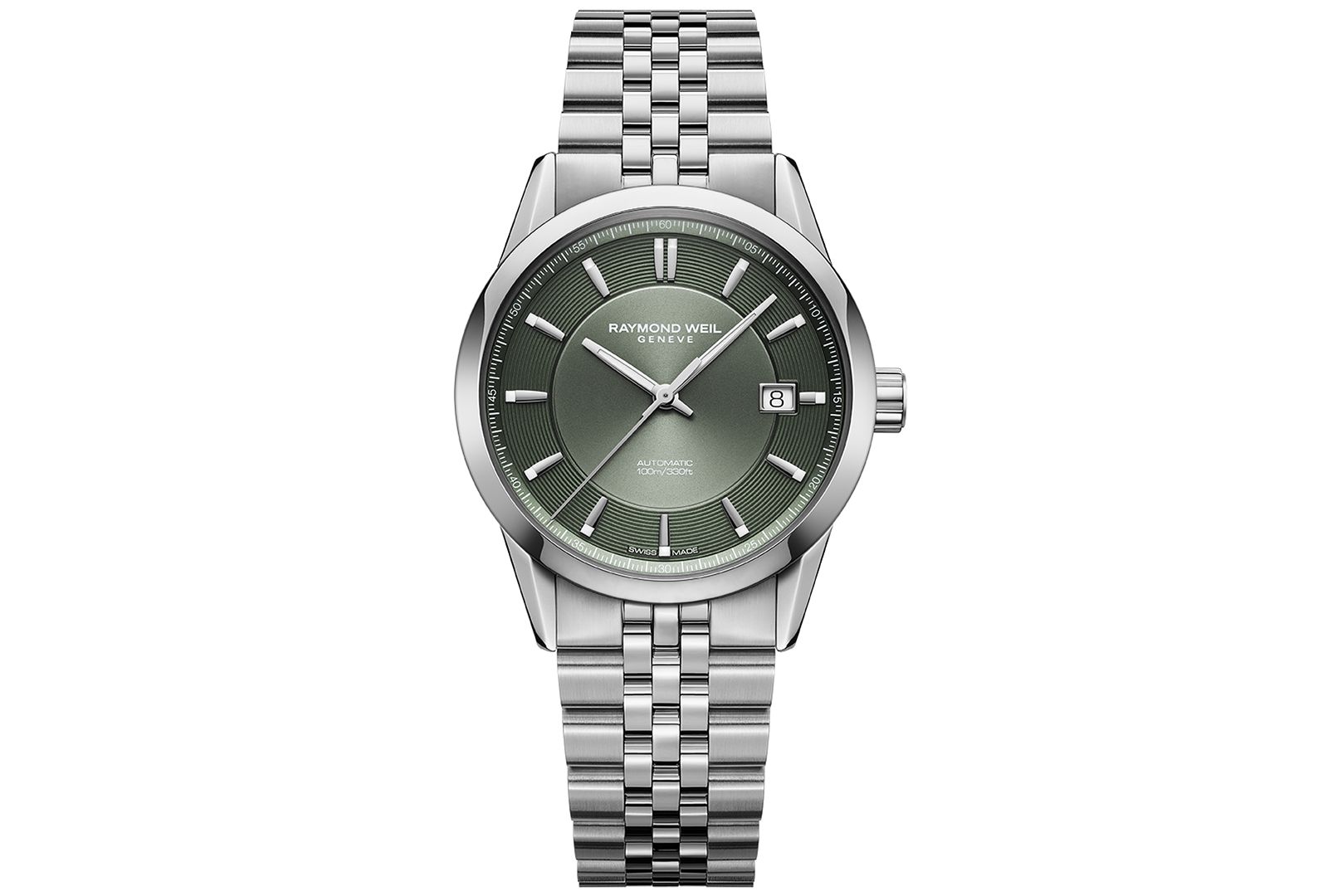 Raymond Weil Мужские часы Freelancer Automatic с оливковым циферблатом и стальным браслетом 38mm