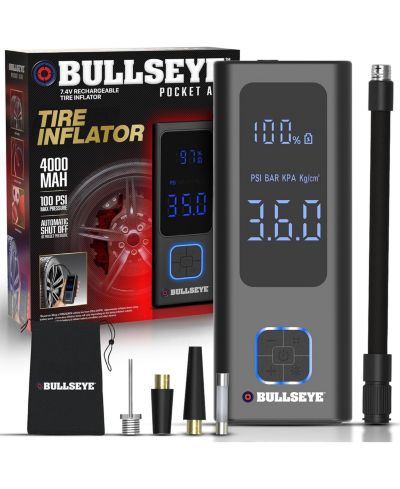Bullseye Pocket Air 4000mAh Portable Rechargeable Electric Tire Inflator Air Compressor