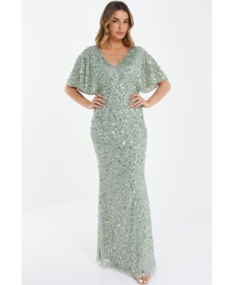 Женское макси-платье с пайетками и рукавами летучая мышь QUIZ Women's Sequin Batwing Maxi Dress