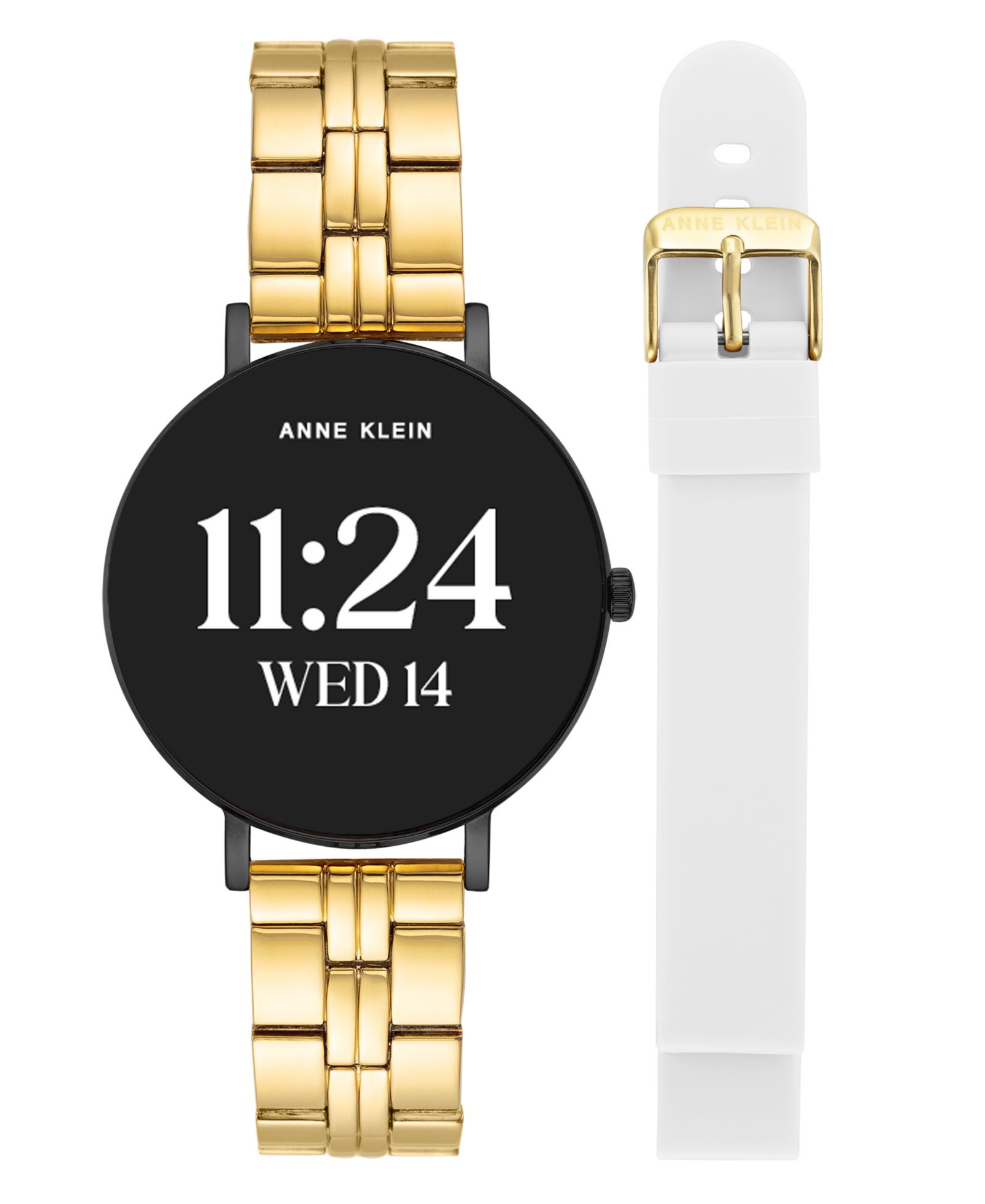 Женские смарт-часы Anne Klein Connect It Prism с золотистым металлическим сплавом и белым силиконовым ремешком, 30mm