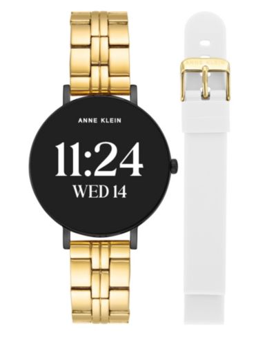Женские смарт-часы Anne Klein Connect It Prism с золотистым металлическим сплавом и белым силиконовым ремешком, 30mm
