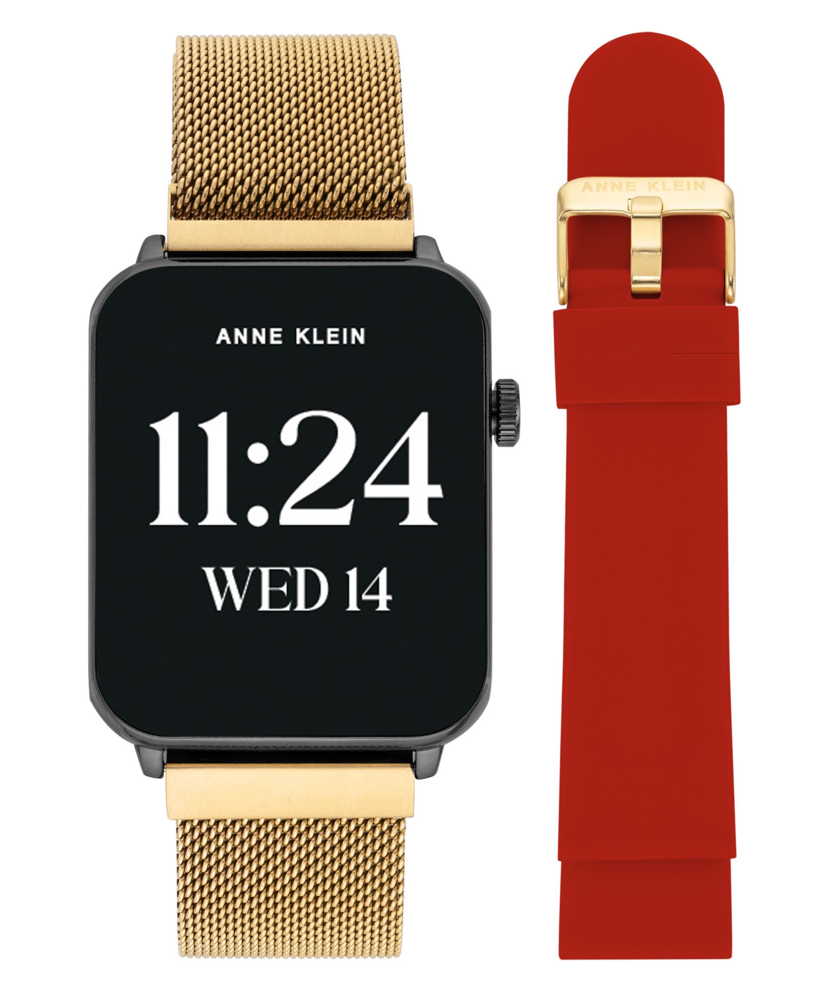 Умные часы Anne Klein Women's Connect It Stellar, 45mm, золотистая сталь и красный силиконовый ремешок
