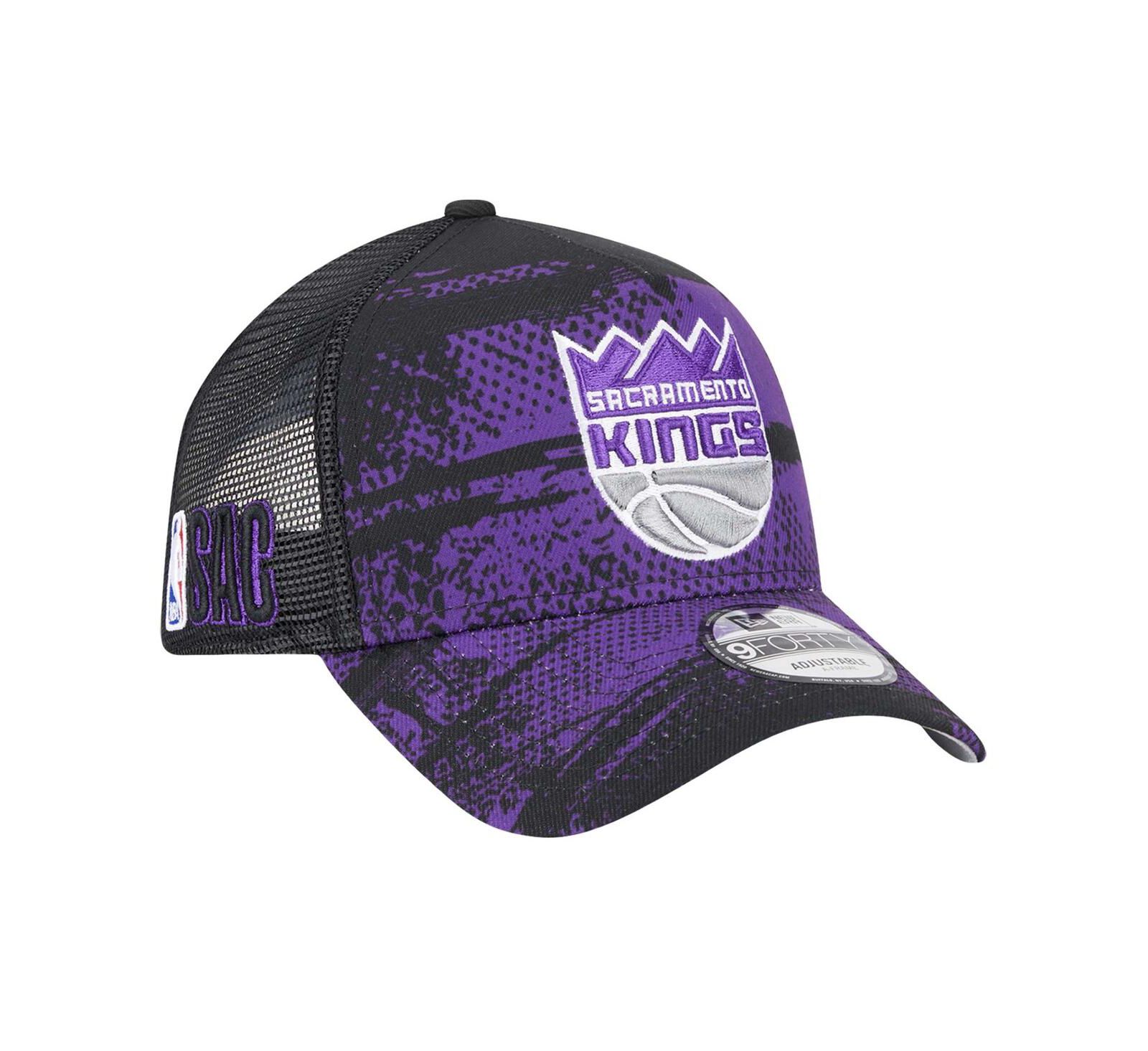 Мужская кепка New Era Black/Purple Sacramento Kings Tip Off A-Frame Trucker 9FORTY Adjustable