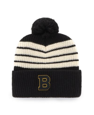 '47 Brand Мужская вязаная шапка с помпоном Boston Bruins Old Time Hockey Barn Black