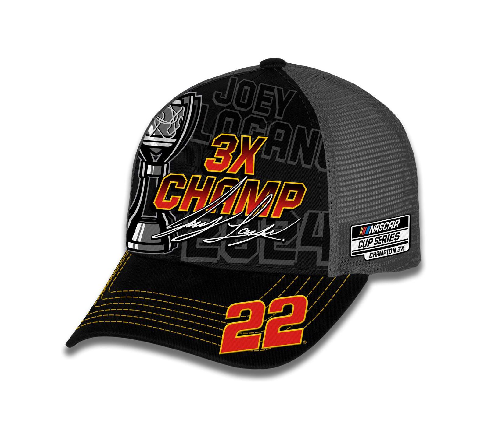 Мужская кепка Team Penske Black Joey Logano 2024 NASCAR Cup Series Champion Trophy регулируемая
