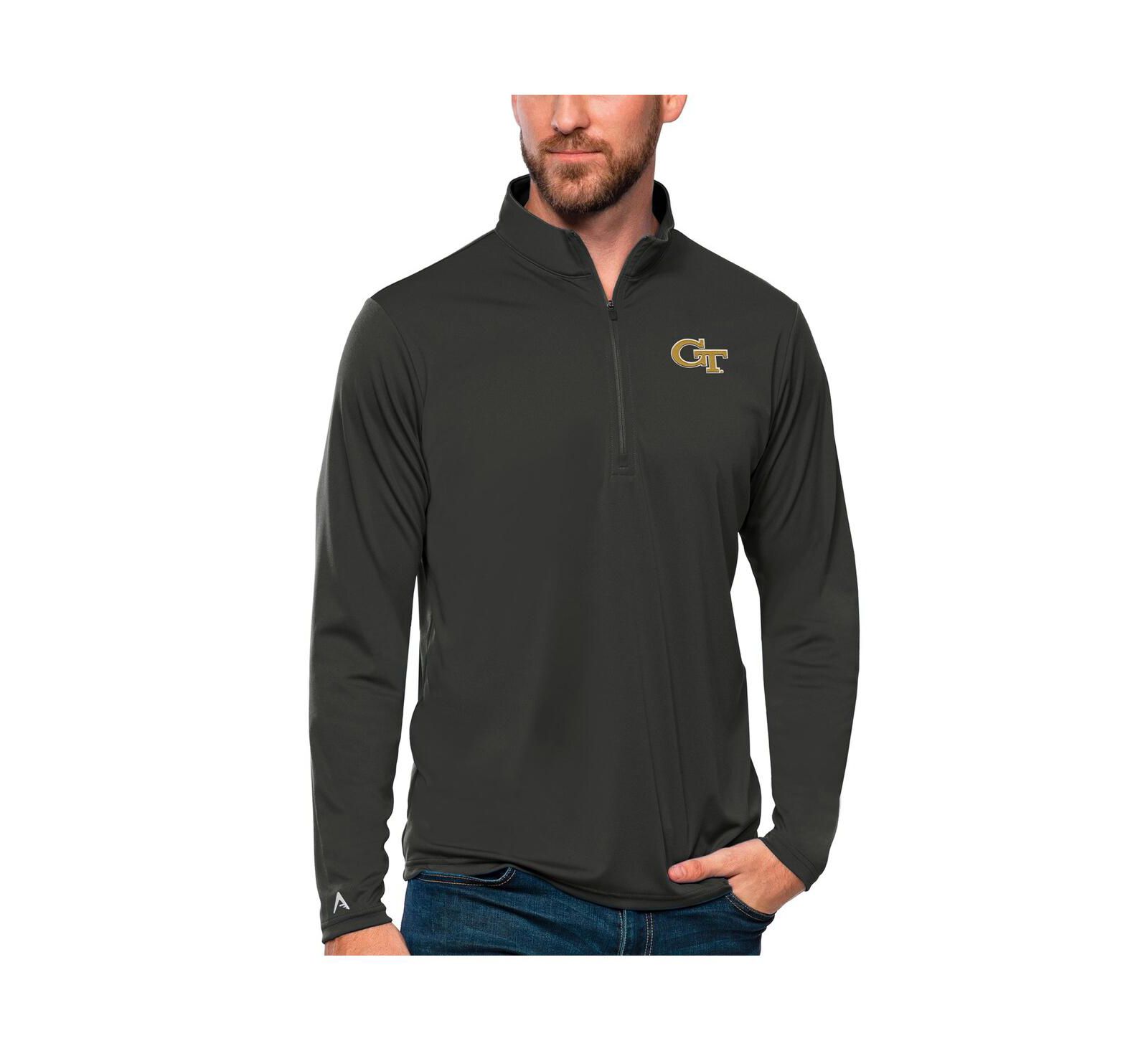 Antigua Men's Charcoal Georgia Tech Yellow Jackets Tribute Quarter-Zip Top