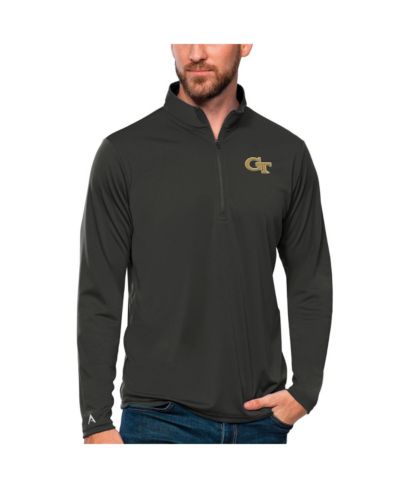 Топ Antigua Men's Charcoal Georgia Tech Yellow Jackets Tribute Quarter-Zip Top