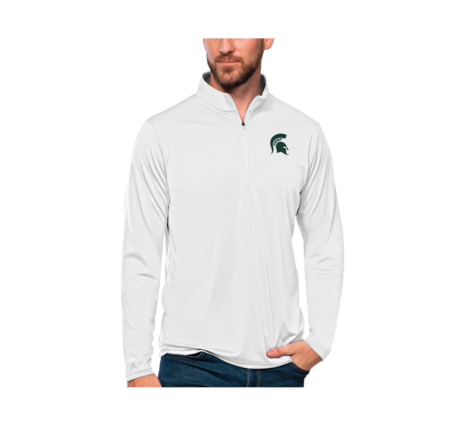 Antigua Мужской белый топ на молнии Michigan State Spartans Tribute Quarter-Zip