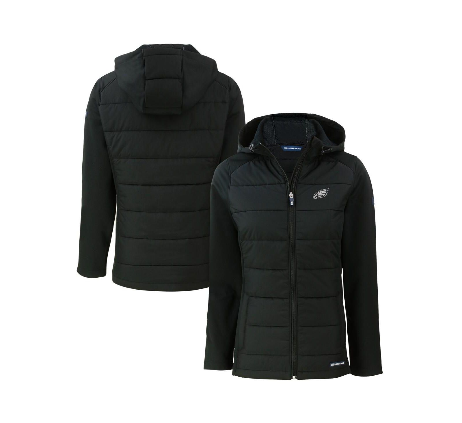 Женская куртка Cutter & Buck Black Philadelphia Eagles Evoke Hybrid Eco Softshell Full-Zip Hoodie