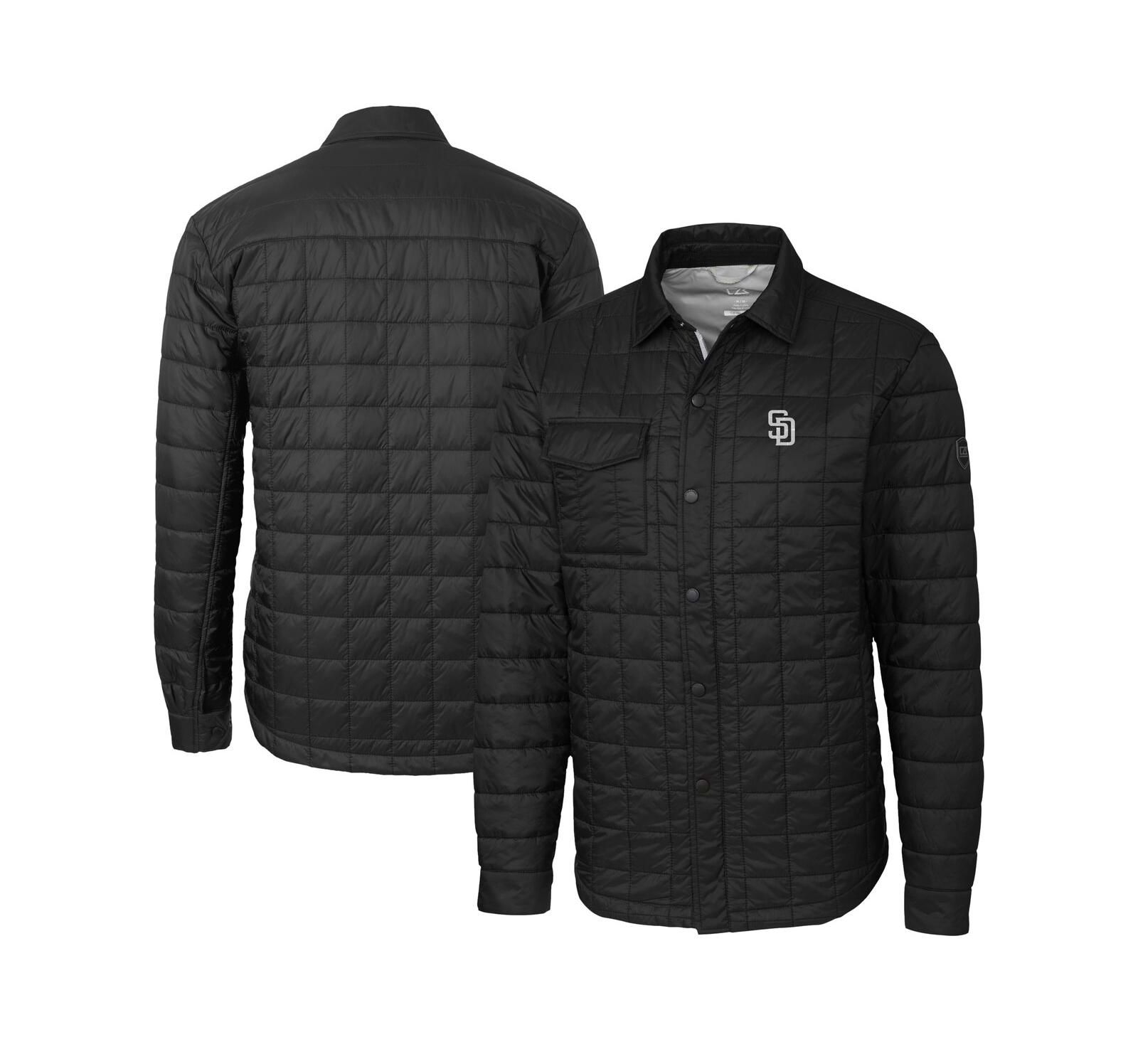 Cutter & Buck Men's Black San Diego Padres Rainier PrimaLoft Eco Insulated Quilted Full-Zip Shirt Jacket
