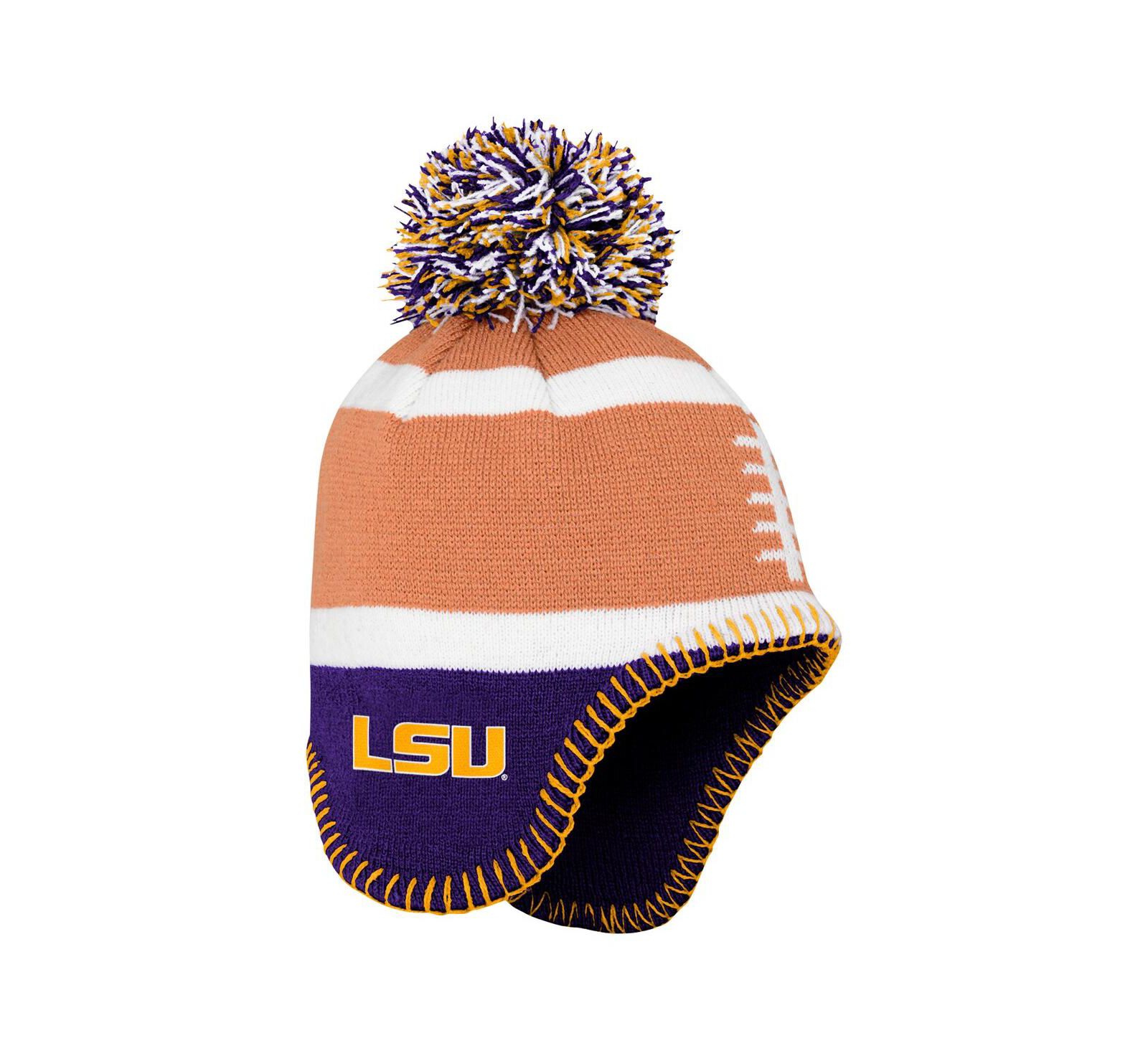 Детская вязаная шапка Fanatics LSU Tigers Football с помпоном, коричневая