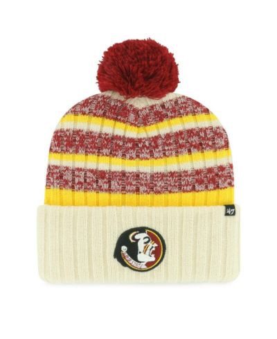 '47 Brand мужская вязаная шапка с помпоном Florida State Seminoles Vintage Tavern, кремовая