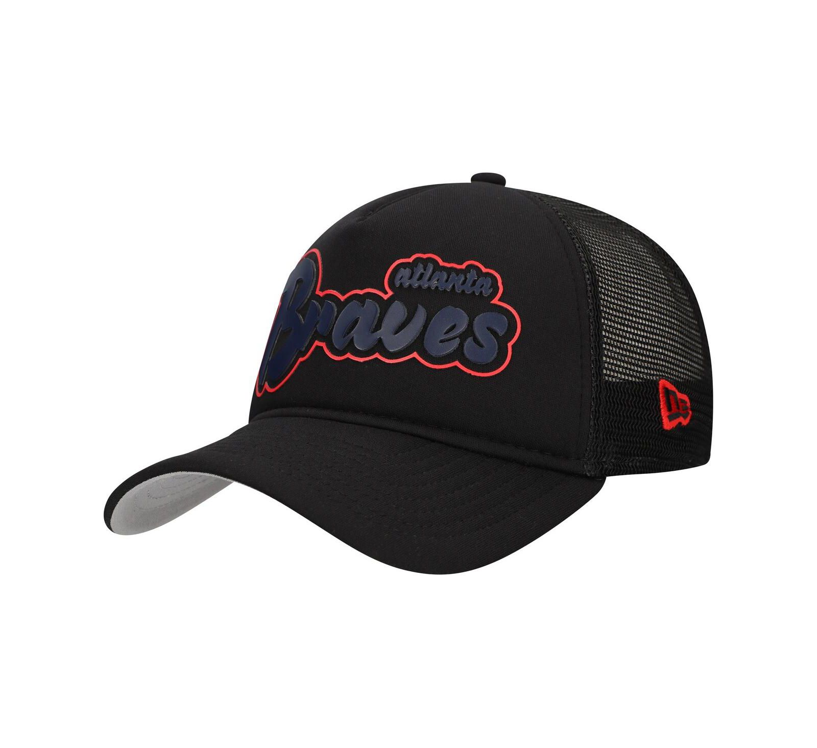 New Era Мужской Black Atlanta Braves Retro Bold A-Frame Trucker 9FORTY Adjustable Hat