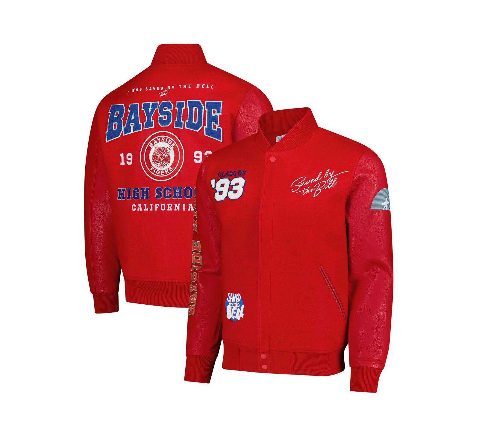 Мужская куртка-бомбер Freeze Max Red Saved by the Bell Bayside High Full-Zip Varsity