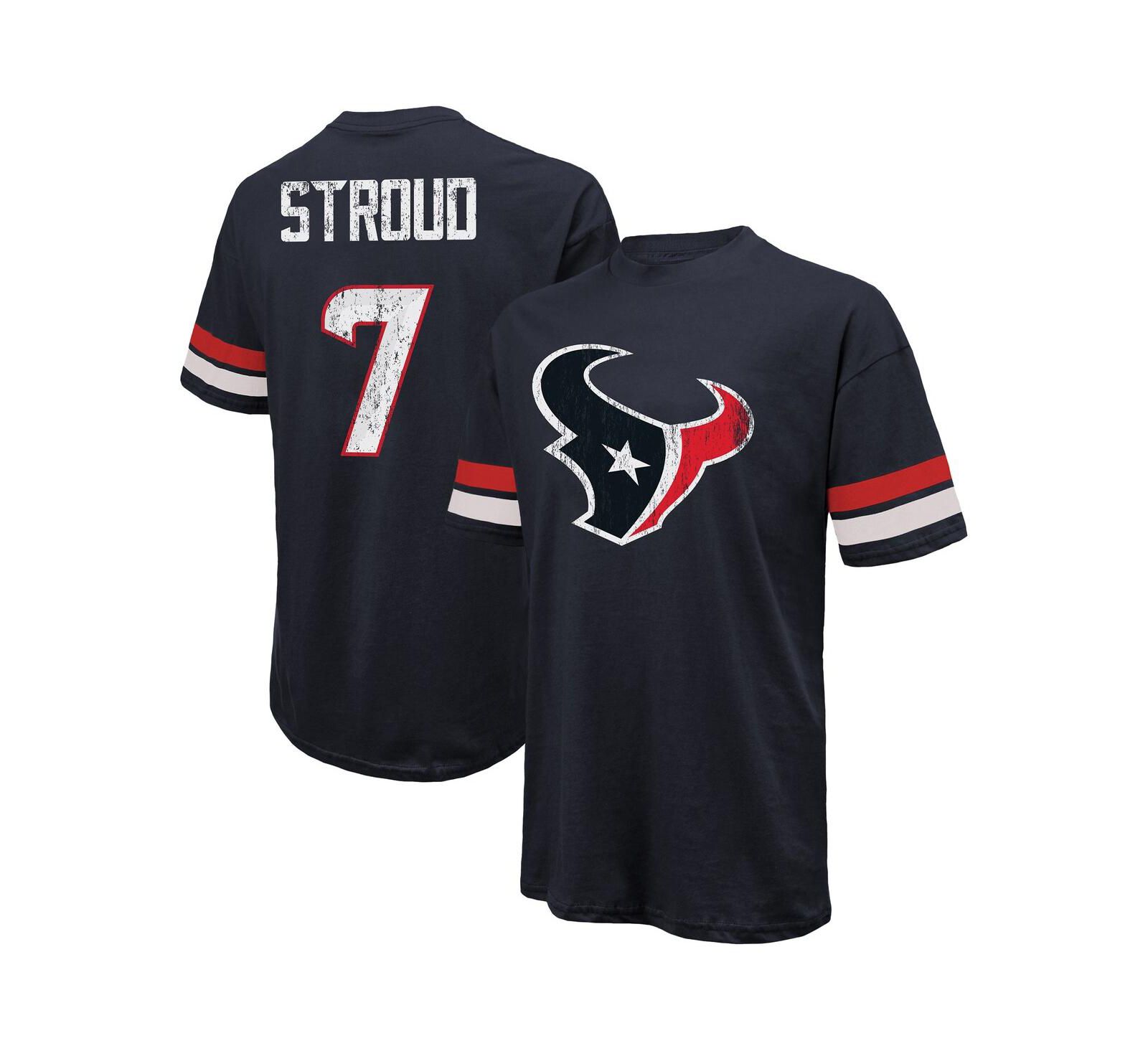 Majestic Threads Мужская футболка C.J. Stroud Navy Houston Texans oversized с именем и номером