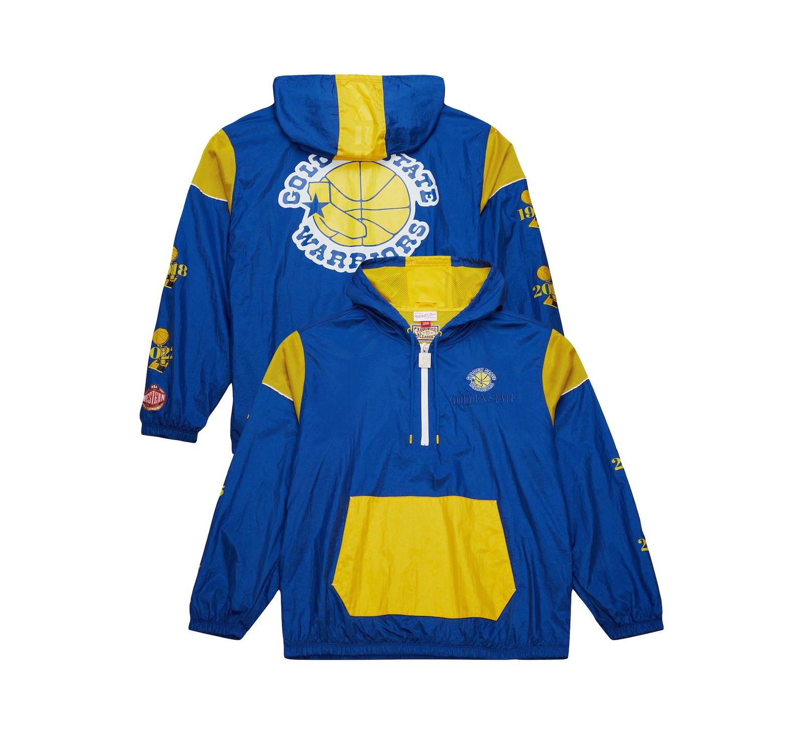 Mitchell & Ness Men's and Women's Royal Golden State Warriors Hardwood Classics Team OG 3.0 Anorak Half-Zip Windbreaker Jacket