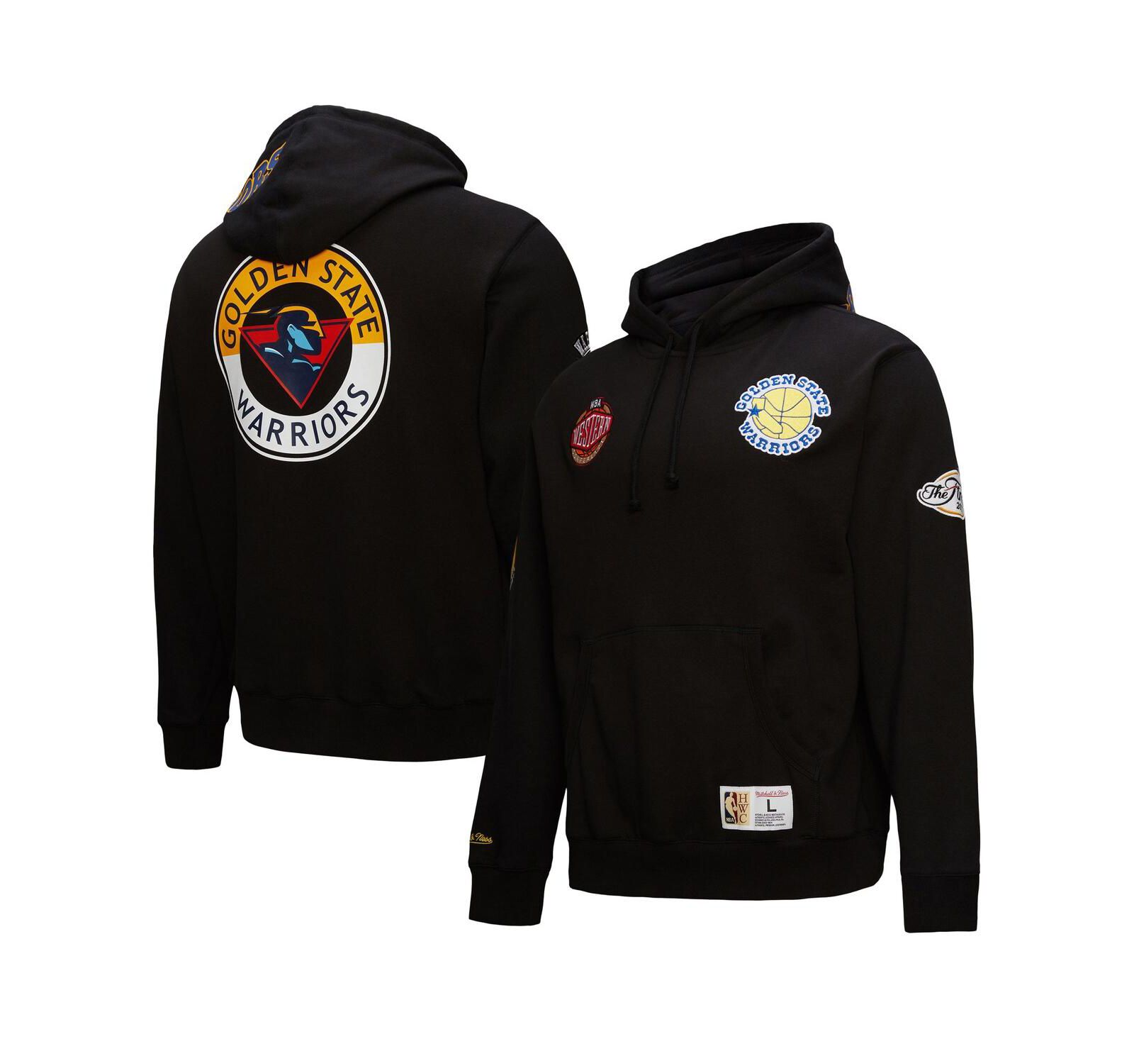 Mitchell & Ness Men's Black Golden State Warriors Hardwood Classics Blackout Collection Pullover Hoodie