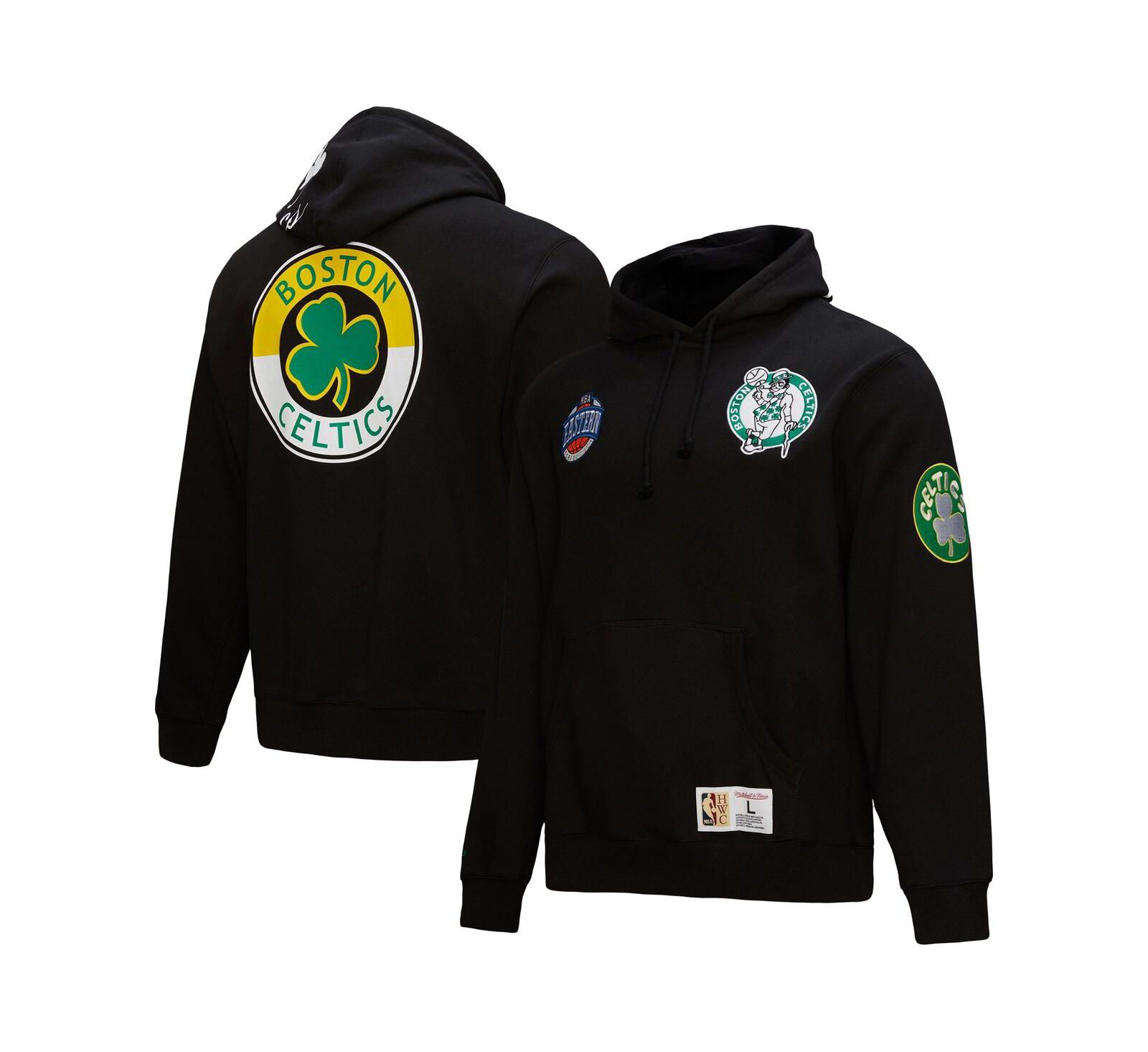 Mitchell & Ness Men's Black Boston Celtics Hardwood Classics Blackout Collection Pullover Hoodie
