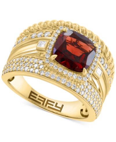 Кольцо EFFY Collection с гранатом и бриллиантами, 14k Gold-Plated Sterling Silver