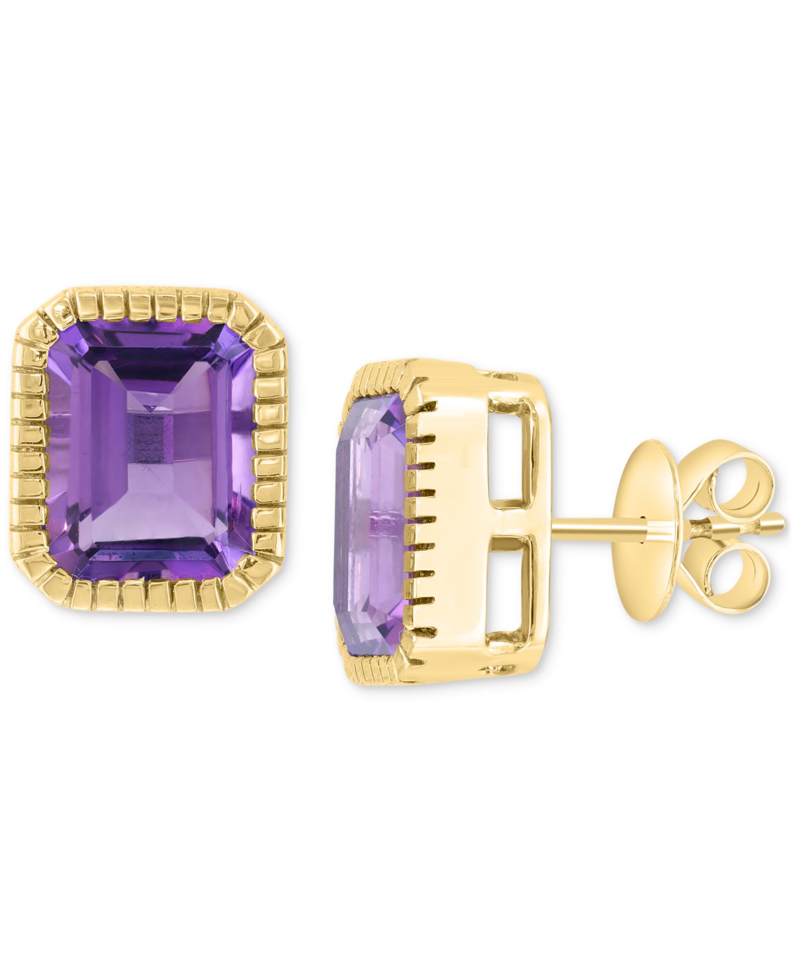 EFFY® Amethyst Emerald-Cut Stud Earrings (5-5/8 ct. t.w.) in 14k Gold-Plated Sterling Silver