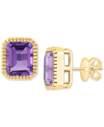 EFFY® Amethyst Emerald-Cut Stud Earrings (5-5/8 ct. t.w.) in 14k Gold-Plated Sterling Silver