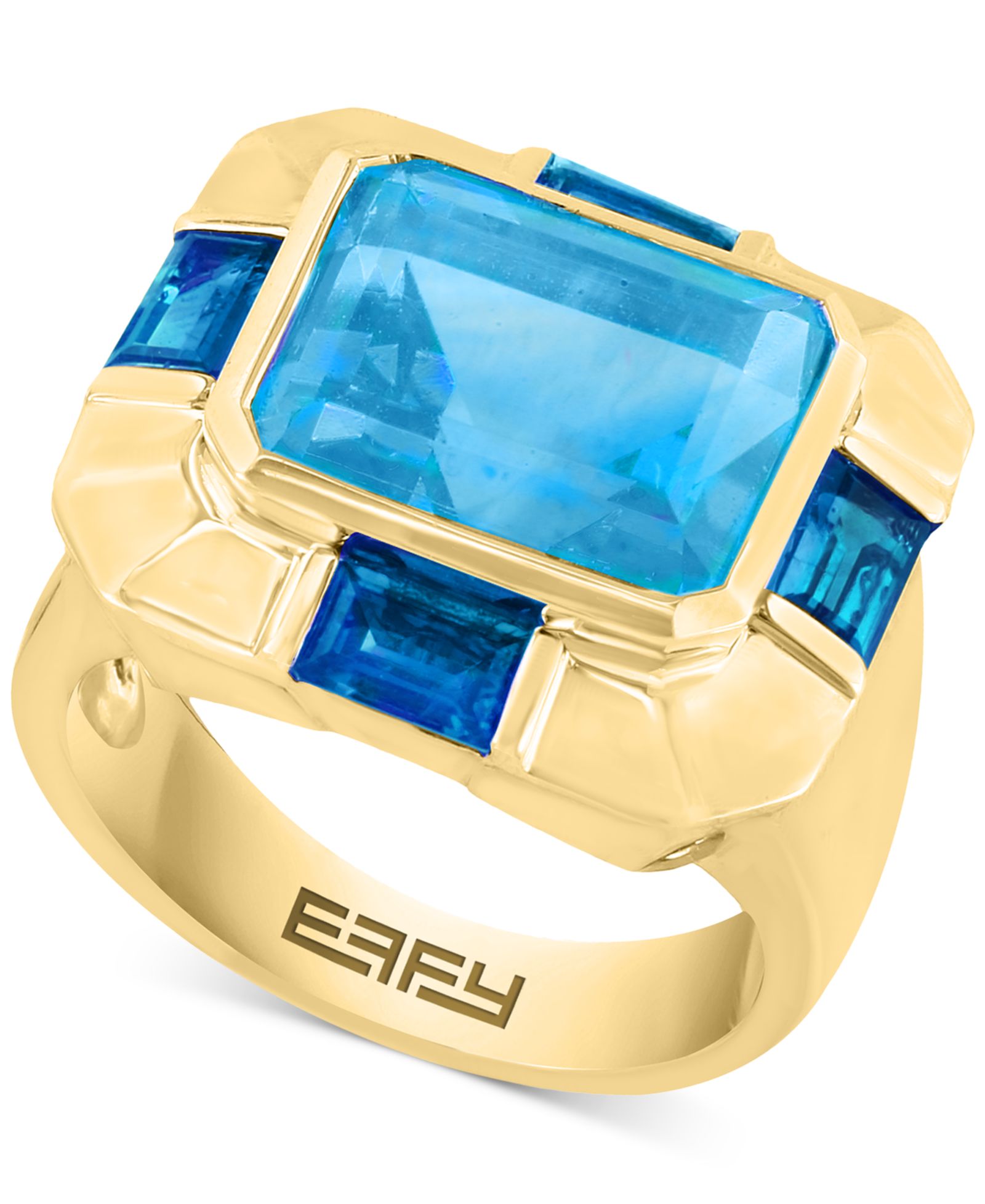 Массивное кольцо EFFY® с голубым топазом (7 ct. t.w.) и London Blue Topaz (1-1/2 ct. t.w.), позолоченное стерлинговое серебро 14k