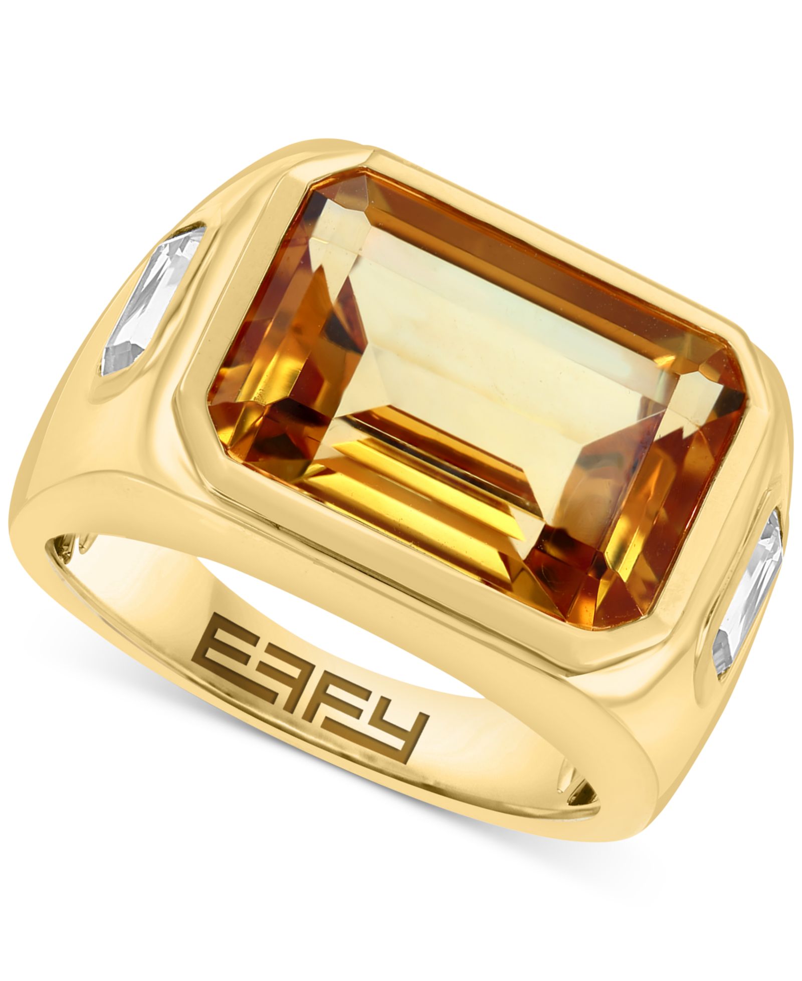 EFFY® Кольцо Statement с цитрином (5-1/2 ct. t.w.) и белым топазом (2-1/3 ct. t.w.) из позолоченного стерлингового серебра 14k