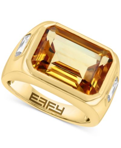 EFFY® Citrine (5-1/2 ct. t.w.) & White Topaz (2-1/3 ct. t.w.) Statement Ring in 14k Gold-Plated Sterling Silver