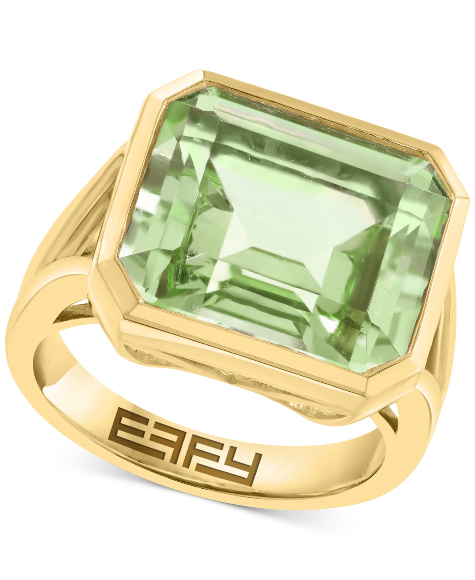 Кольцо EFFY® Green Quartz Emerald-Cut Solitaire в 14k Gold-Plated Sterling Silver