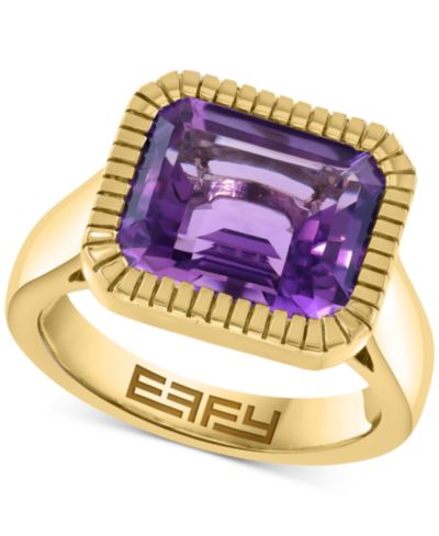 EFFY® Кольцо-солитер Amethyst в 14k позолоченном стерлинговом серебре