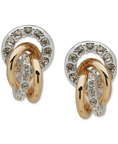 Anne Klein Серьги-подвески Two-Tone Crystal Linked Button Shaky Drop